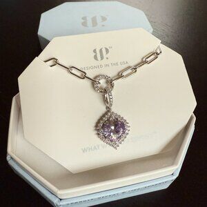NEW Bomb Party Necklace NK21586 'Songbird's Secret' Lavender Topaz on Rhodium